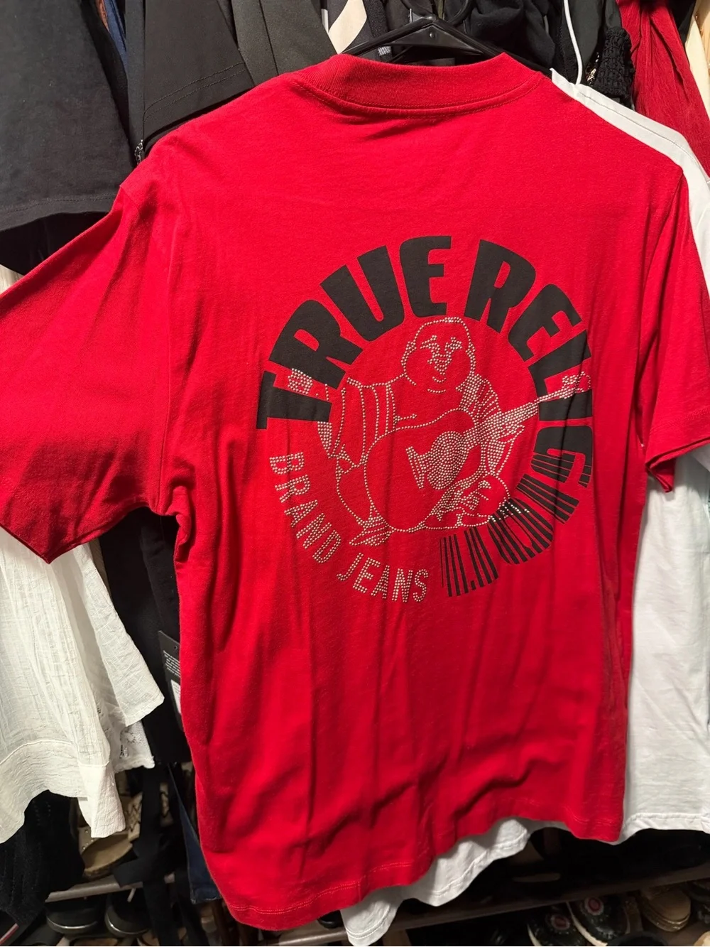 True Religion Red Short Sleeve Graphic Logo Tee